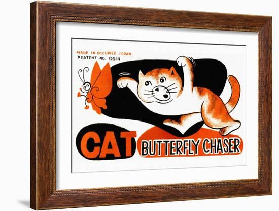 Cat Butterfly Chaser-null-Framed Art Print