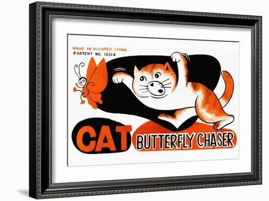 Cat Butterfly Chaser-null-Framed Art Print