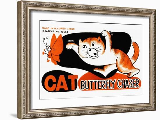 Cat Butterfly Chaser-null-Framed Art Print