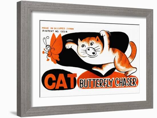 Cat Butterfly Chaser-null-Framed Art Print