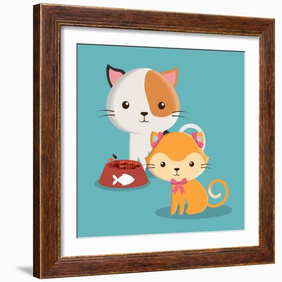 Cat Cartoon Pet Design-Diana Johanna Velasquez-Framed Art Print