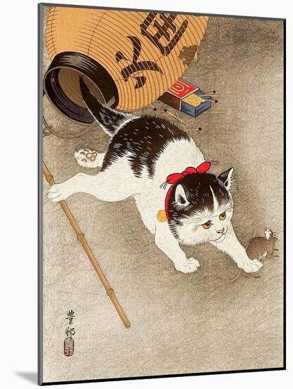 Cat Catching Mouse-Koson Ohara-Mounted Giclee Print