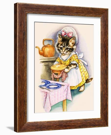 Cat Cooking a Pie-null-Framed Giclee Print