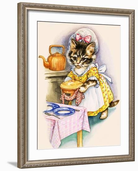 Cat Cooking a Pie-null-Framed Giclee Print