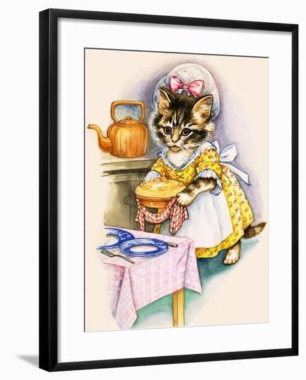 Cat Cooking a Pie-null-Framed Giclee Print