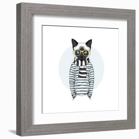 Cat Dressed up in Frock-Olga_Angelloz-Framed Art Print