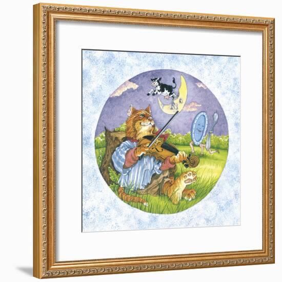 Cat Fiddle Cow Jumping over Moon Plate Running Away with a Spoon-Wendy Edelson-Framed Giclee Print