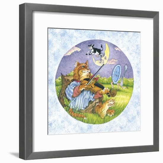 Cat Fiddle Cow Jumping over Moon Plate Running Away with a Spoon-Wendy Edelson-Framed Giclee Print