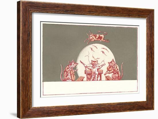 Cat Fiddlers, Cow over Moon-null-Framed Art Print