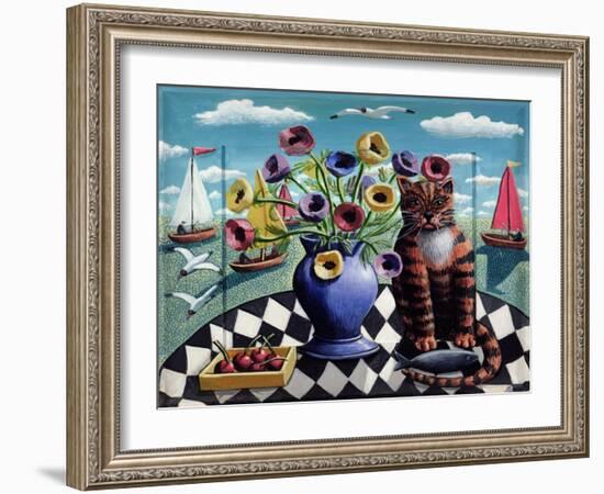 Cat, Fish and Flowers, 2008-PJ Crook-Framed Giclee Print