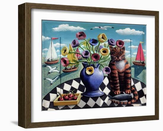 Cat, Fish and Flowers, 2008-PJ Crook-Framed Giclee Print