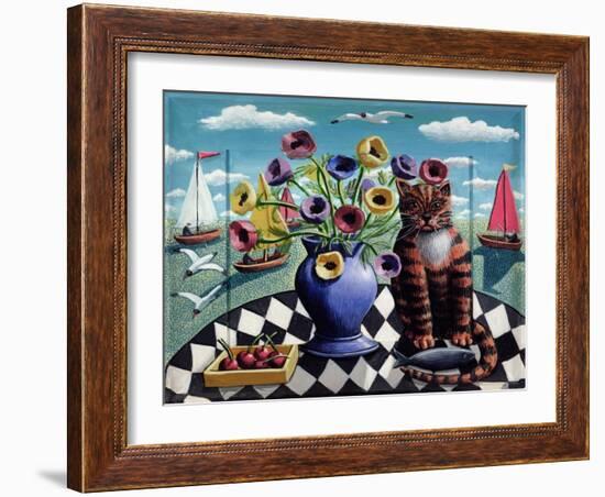 Cat, Fish and Flowers, 2008-PJ Crook-Framed Giclee Print