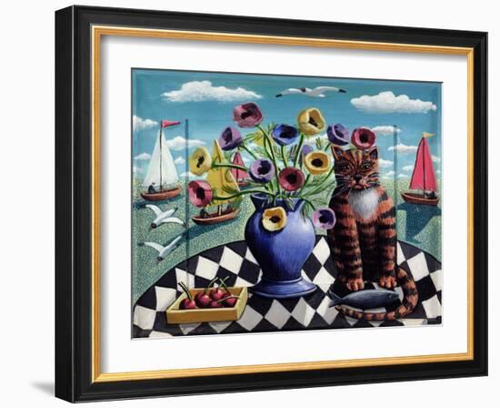 Cat, Fish and Flowers, 2008-PJ Crook-Framed Giclee Print