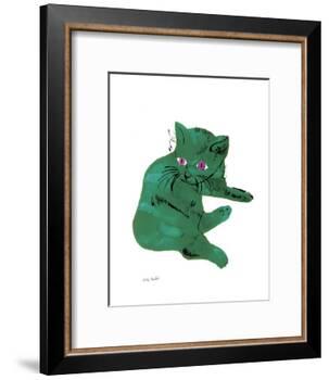 Cat From "25 Cats Named Sam and One Blue Pussy" , c. 1954 (Green Cat)-Andy Warhol-Framed Art Print