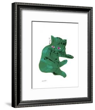 Cat From "25 Cats Named Sam and One Blue Pussy" , c. 1954 (Green Cat)-Andy Warhol-Framed Art Print