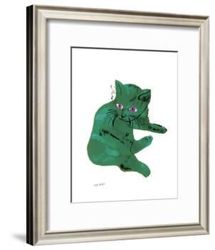 Cat From "25 Cats Named Sam and One Blue Pussy" , c. 1954 (Green Cat)-Andy Warhol-Framed Art Print