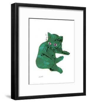 Cat From "25 Cats Named Sam and One Blue Pussy" , c. 1954 (Green Cat)-Andy Warhol-Framed Art Print