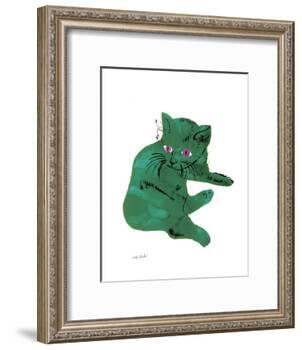 Cat From "25 Cats Named Sam and One Blue Pussy" , c. 1954 (Green Cat)-Andy Warhol-Framed Art Print