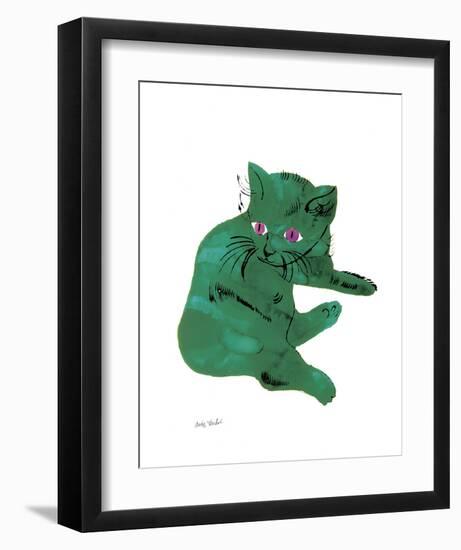 Cat From "25 Cats Named Sam and One Blue Pussy" , c. 1954 (Green Cat)-Andy Warhol-Framed Art Print