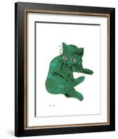 Cat From "25 Cats Named Sam and One Blue Pussy" , c. 1954 (Green Cat)-Andy Warhol-Framed Art Print