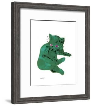 Cat From "25 Cats Named Sam and One Blue Pussy" , c. 1954 (Green Cat)-Andy Warhol-Framed Art Print