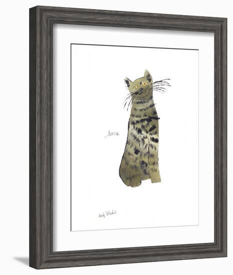 Cat From "25 Cats Named Sam and One Blue Pussy", c. 1954 (Green Sam)-Andy Warhol-Framed Art Print