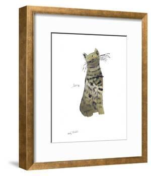 Cat From "25 Cats Named Sam and One Blue Pussy", c. 1954 (Green Sam)-Andy Warhol-Framed Art Print