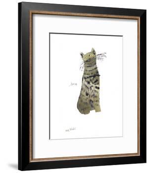 Cat From "25 Cats Named Sam and One Blue Pussy", c. 1954 (Green Sam)-Andy Warhol-Framed Art Print
