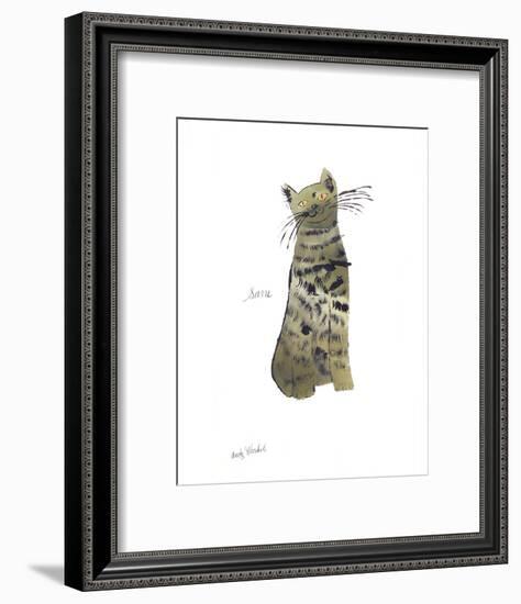 Cat From "25 Cats Named Sam and One Blue Pussy", c. 1954 (Green Sam)-Andy Warhol-Framed Art Print
