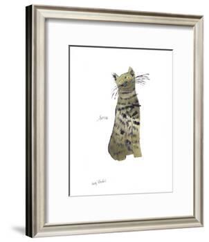 Cat From "25 Cats Named Sam and One Blue Pussy", c. 1954 (Green Sam)-Andy Warhol-Framed Art Print
