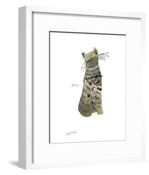 Cat From "25 Cats Named Sam and One Blue Pussy", c. 1954 (Green Sam)-Andy Warhol-Framed Art Print