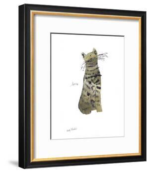 Cat From "25 Cats Named Sam and One Blue Pussy", c. 1954 (Green Sam)-Andy Warhol-Framed Art Print