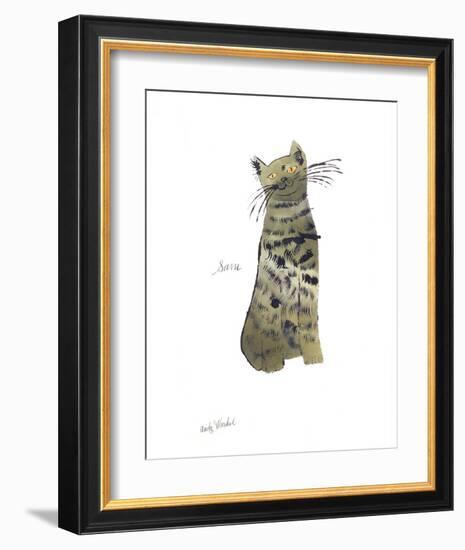 Cat From "25 Cats Named Sam and One Blue Pussy", c. 1954 (Green Sam)-Andy Warhol-Framed Art Print