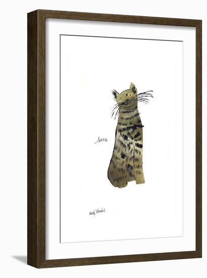 Cat From "25 Cats Named Sam and One Blue Pussy", c. 1954 (Green Sam)-Andy Warhol-Framed Art Print