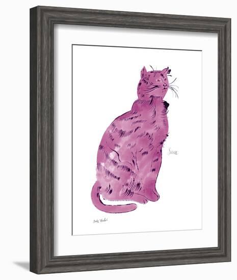 Cat From "25 Cats Named Sam and One Blue Pussy", c.1954 (Pink Sam)-Andy Warhol-Framed Art Print