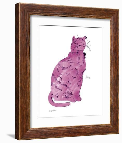 Cat From "25 Cats Named Sam and One Blue Pussy", c.1954 (Pink Sam)-Andy Warhol-Framed Art Print