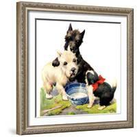 "Cat Guards Bowl of Milk,"February 27, 1926-Robert L. Dickey-Framed Giclee Print