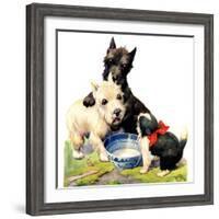 "Cat Guards Bowl of Milk,"February 27, 1926-Robert L. Dickey-Framed Giclee Print