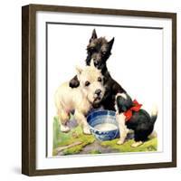 "Cat Guards Bowl of Milk,"February 27, 1926-Robert L. Dickey-Framed Giclee Print