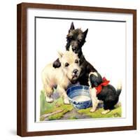 "Cat Guards Bowl of Milk,"February 27, 1926-Robert L. Dickey-Framed Giclee Print