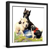 "Cat Guards Bowl of Milk,"February 27, 1926-Robert L. Dickey-Framed Giclee Print