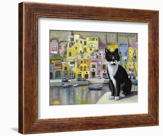 Cat in Corricella, Italy-Isy Ochoa-Framed Giclee Print