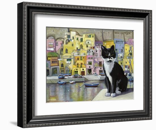 Cat in Corricella, Italy-Isy Ochoa-Framed Giclee Print