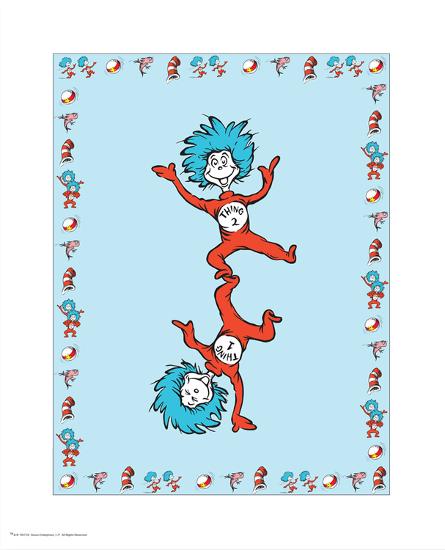 Cat In Hat Blue Border Collection Iii Thing 1 Thing 2 Blue Bordered Art Print Theodor Dr Seuss Geisel Art Com