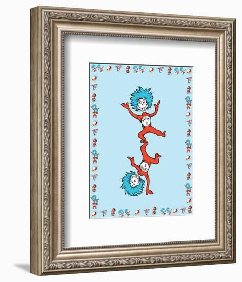 Cat in Hat Blue Border Collection III - Thing 1 & Thing 2 (blue bordered)-Theodor (Dr. Seuss) Geisel-Framed Art Print