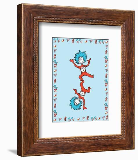 Cat in Hat Blue Border Collection III - Thing 1 & Thing 2 (blue bordered)-Theodor (Dr. Seuss) Geisel-Framed Art Print