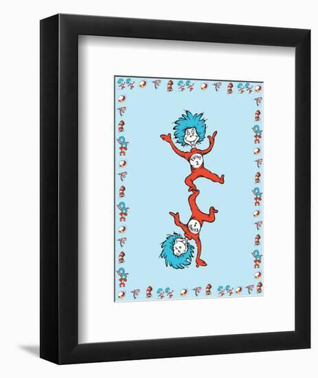 Cat in Hat Blue Border Collection III - Thing 1 & Thing 2 (blue bordered)-Theodor (Dr. Seuss) Geisel-Framed Art Print