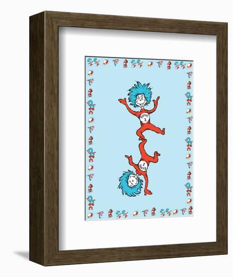 Cat in Hat Blue Border Collection III - Thing 1 & Thing 2 (blue bordered)-Theodor (Dr. Seuss) Geisel-Framed Art Print