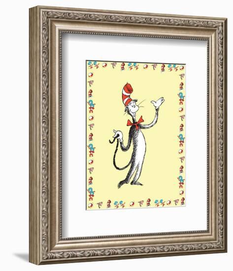 Cat in Hat Yellow Border Collection I - The Cat in the Hat (yellow bordered)-Theodor (Dr. Seuss) Geisel-Framed Art Print