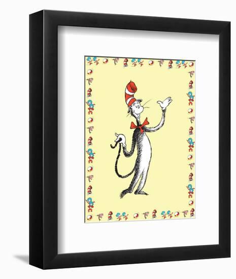 Cat in Hat Yellow Border Collection I - The Cat in the Hat (yellow bordered)-Theodor (Dr. Seuss) Geisel-Framed Art Print